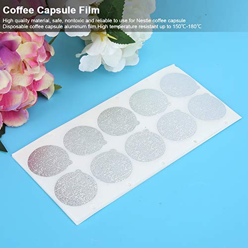 Fdit 500Pcs Cápsulas Taza de película Película sellada Papel de aluminio Cafetera desechable Taza de cápsula Película sellada Tapa autoadhesiva Tapa de cápsula de café Tapas
