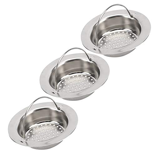 Fdit Colador de Cocina, Filtro de Drenaje fácil de Limpiar, Malla densa de Acero Inoxidable portátil de 3 Piezas para Cocina, baño, Inodoro(Small)