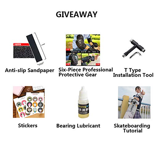 FDQNDXF Patineta Completa Longboard Cruiser, Consejo Profesional de poliéster con Ruedas y de Alta Velocidad CEOX Rodamientos, bambú Junta de Arce Tabla de la Plataforma Retroceso,Naranja