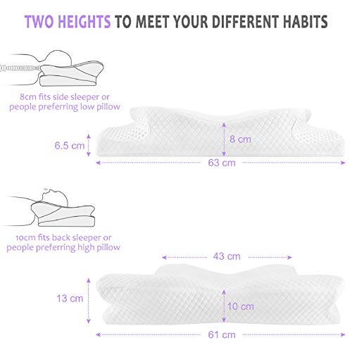 Feagar Almohada Cervical para Dormir de Lado - Almohadas Viscoelasticas para Cuello, Almohadas para Dormir de Lado, Boca Abajo/Arriba