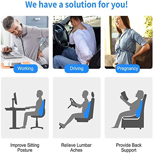 Feagar Repaldo Lumbar para Silla Oficina, el Cojin Lumbar con Esponja Memoria, Almohada Lumbar, Soporte Lumbar Coche,Apoyo a la Espalda, PU