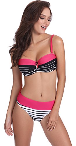 Feba Bikinis Conjunto Tops y Bragas Trajes de Baño 2 Piezas Bañadores Ropa Verano Mujer S2L2N1 (Patrón-405, EU Cup 75H/Bottom 38 (ES 90H/40))