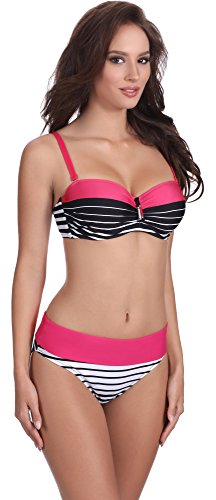 Feba Bikinis Conjunto Tops y Bragas Trajes de Baño 2 Piezas Bañadores Ropa Verano Mujer S2L2N1 (Patrón-405, EU Cup 75H/Bottom 38 (ES 90H/40))