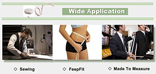 Febbya Cinta Métrica, Cinta retráctil de Doble Escala Cinta de medición Flexible de 5 Piezas con Botón de Retroceso para Medir el Cuerpo Ropa Pérdida de Peso 150 cm / 60 Pulgadas