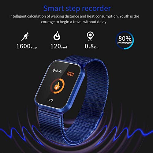 Febelle Reloj Inteligente Pulsera IP67 Impermeable Gimnasio Presión Arterial Oxígeno Ritmo Cardíaco Deportes Rastreador Compatible Android iOS Estilo de Acero Dorado