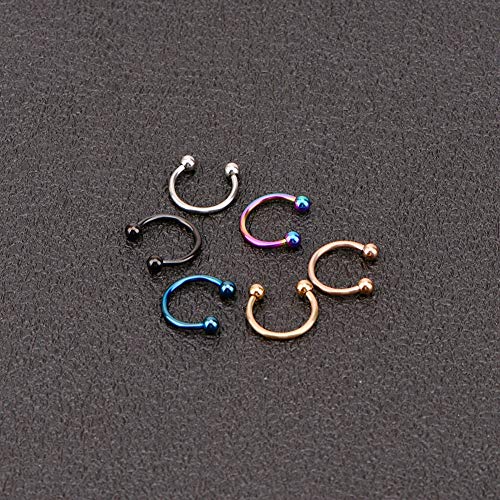 FECTAS 12pcs Nariz Piercing Herradura Anillos Lip Labret Piercing Bar Acero Inoxidable 16 Gauge