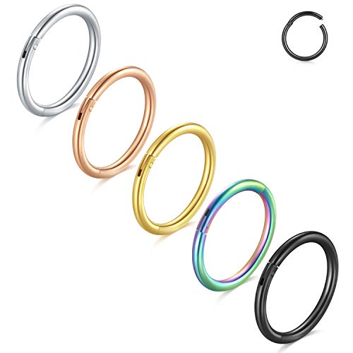 FECTAS Acero Inoxidable bisagra Anillo de la Nariz Clicker 18G 8mm Segment Hoop Septum Labio Trago Helix cartílago Piercing