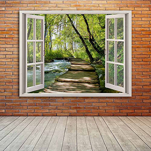 Feeby Cuadro en Iienzo 1 Parte 120x80 cm Imagen Impresión Pintura Decoración Cuadros de Una Pieza, Pasarela de Madera Bosque Naturaleza Verde