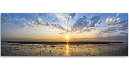 Feeby Cuadro en Lienzo Imagen Impresión Pintura Decoración Canvas de Una Pieza 120x40 cm Puesta del Sol Naturaleza Azul