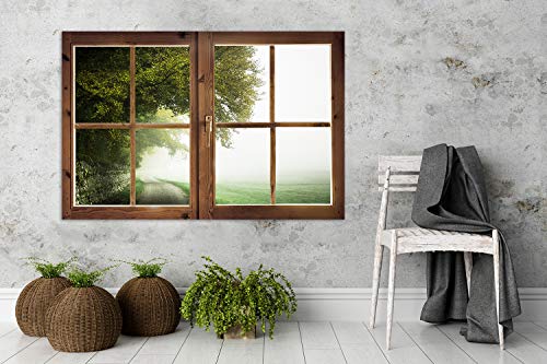 Feeby Cuadro Imagen XXL 3D Ventana Vista Impresión de Arte Paisaje Rústico Verde 120x80 cm