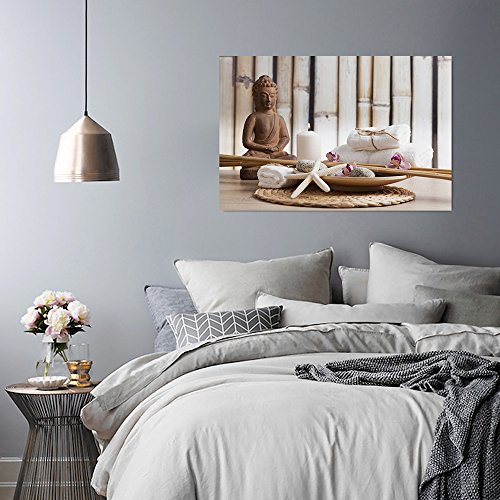 Feeby Frames, Cuadro en Lienzo, Cuadro impresión, Cuadro decoración, Canvas de una Pieza, 40x50 cm, Buda, Cultura, Vela, Zen, Moderno