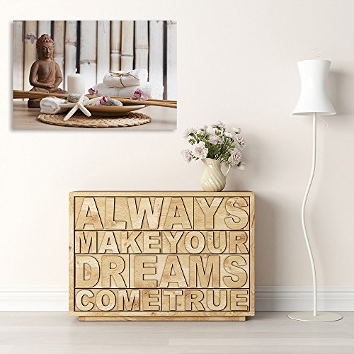 Feeby Frames, Cuadro en Lienzo, Cuadro impresión, Cuadro decoración, Canvas de una Pieza, 40x50 cm, Buda, Cultura, Vela, Zen, Moderno