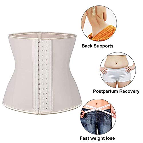 FeelinGirl 9 Aceros Deshuesados Látex Corsé de Entrenamiento Transpirable para Mujer Faja Lumbar Beige L/ES 38-40