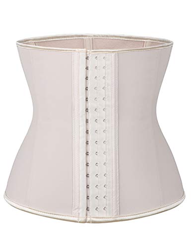 FeelinGirl 9 Aceros Deshuesados Látex Corsé de Entrenamiento Transpirable para Mujer Faja Lumbar Beige L/ES 38-40