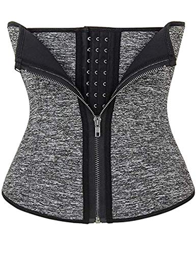 FeelinGirl 9 Aceros Deshuesados Látex Corsé de Entrenamiento Transpirable para Mujer Faja Lumbar Gris S/ES 34-36