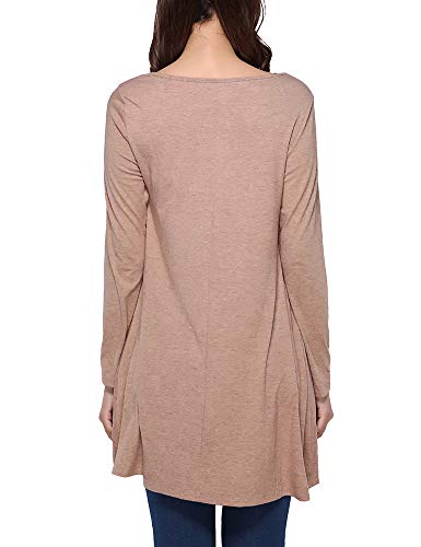 FeelinGirl Blusas y Faldas Mujer Manga Larga Juntado Encaje Caqui L