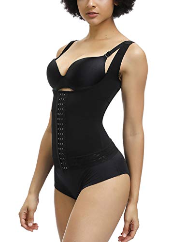 FeelinGirl Mujer Corsé Underbust Entrenador de Cintura Faja Reductora Huesos Plásticos Tirantes AjustablesNegro L/ES 42-44