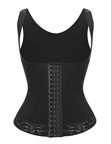 FeelinGirl Mujer Corsé Underbust Entrenador de Cintura Faja Reductora Huesos Plásticos Tirantes AjustablesNegro L/ES 42-44