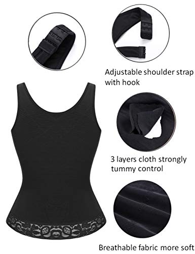 FeelinGirl Mujer Corsé Underbust Entrenador de Cintura Faja Reductora Huesos Plásticos Tirantes AjustablesNegro L/ES 42-44