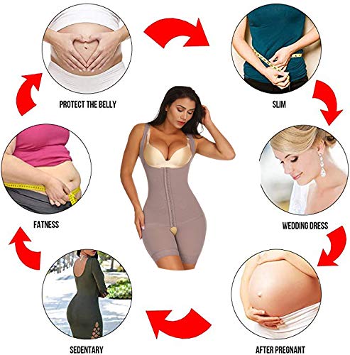 FeelinGirl Mujer Faja Reductora Chaleco sin Costura Corsé Bustier Ajustable Tirantes Faja Aabdominal Marrón L/Talla 40-42