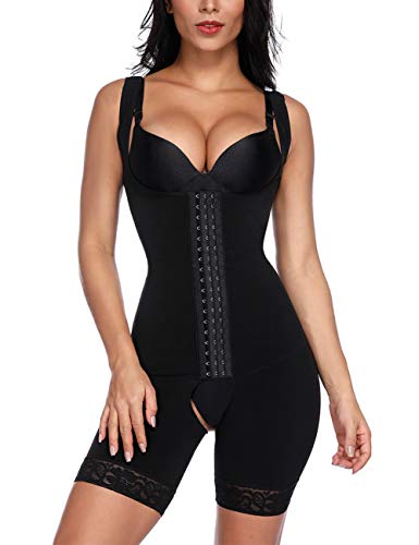 FeelinGirl Mujer Faja Reductora Chaleco sin Costura Corsé Bustier Ajustable Tirantes Faja Aabdominal Negro XL/Talla 42-44