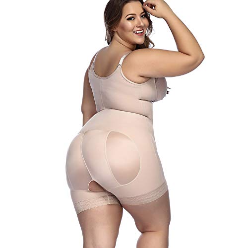 FeelinGirl Mujer Faja Reductora con Cinta Ajustable Corsé Bustier Ajustable Cremallera Shapewear Corset Waist Trainer Beige XXL/Talla 44-46