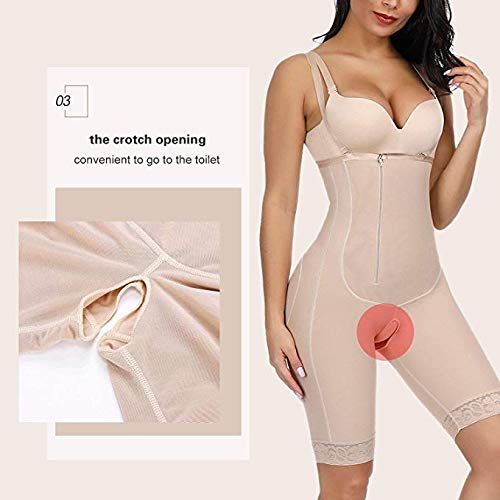 FeelinGirl Mujer Faja Reductora con Cinta Ajustable Corsé Bustier Ajustable Cremallera Shapewear Corset Waist Trainer Beige XXL/Talla 44-46