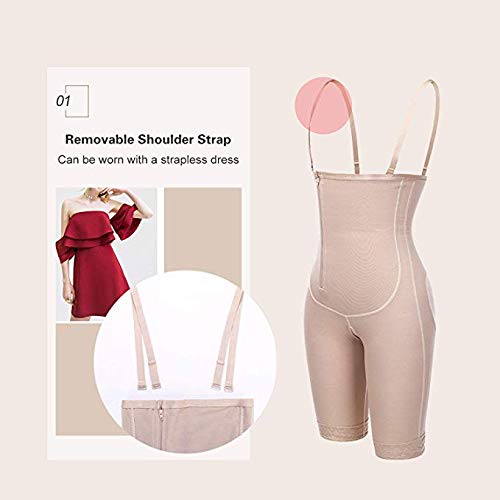 FeelinGirl Mujer Faja Reductora con Cinta Ajustable Corsé Bustier Ajustable Cremallera Shapewear Corset Waist Trainer Beige XXL/Talla 44-46
