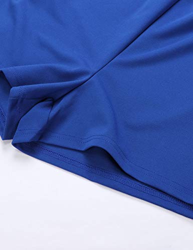 FeelinGirl Mujer Mono Corto Suelto de Cuello Barco con Cinturilla Graciosa de Moda Azul S