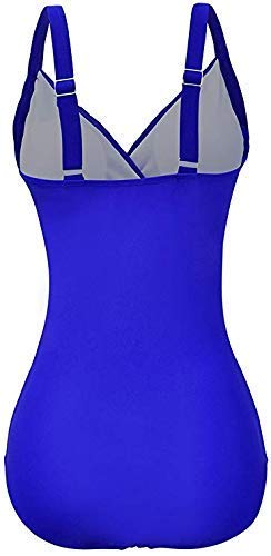 FeelinGirl Mujer Monokini con Uno/Dos Tirantes Traje de Baño de Una Pieza Talla Grande Dos Tirantes-Azul 3XL/Talla 50