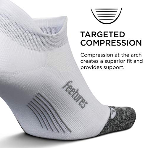 Feetures - Elite Light Cushion - No Show Tab - Calcetines Deportivos para Correr para Hombres y Mujeres - Blanco - Talla Grande