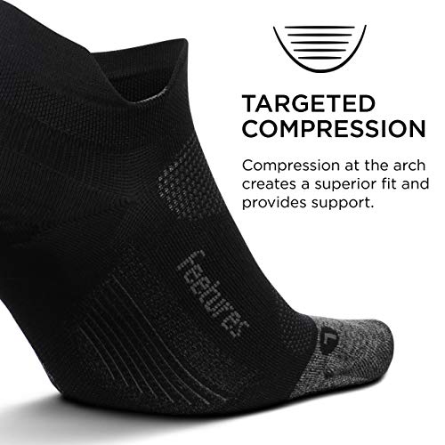 Feetures - Elite Ultra Light - No Show Tab - Calcetines Deportivos para Correr para Hombres y Mujeres - Negro - Talla Mediana
