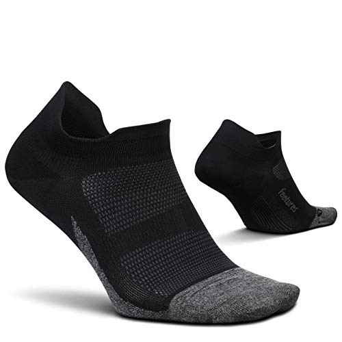 Feetures - Elite Ultra Light - No Show Tab - Calcetines Deportivos para Correr para Hombres y Mujeres - Negro - Talla Mediana