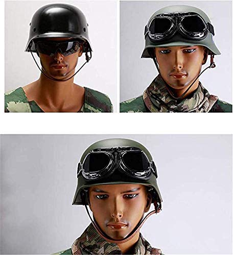 Feeyond WW2 Ejército De Élite Alemán M35 M1935 Casco, Los Fans del Ejército De Acero Puro Película Y Accesorios De Televisión De Protección Anti-Riot,Negro