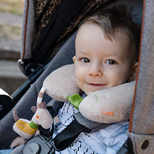 Fehn 059267 - Cojín cervical con sonajero, diseño de jirafa