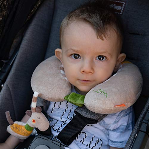 Fehn 059267 - Cojín cervical con sonajero, diseño de jirafa