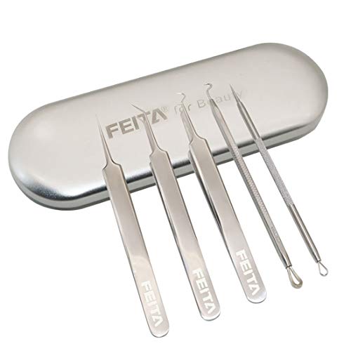 Feita - Juego de herramientas para eliminar puntos negros - Pinzas para acné, granos, etc.