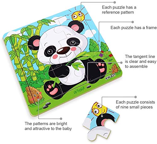 Felly Juguetes Niños 2 3 4 5 Años, Puzzles de Madera Educativos para Bebé, Juguete Montessori Puzzles Infantiles 6 Piezas Animales del Bosque, Rompecabezas Madera, Regalo de cumpleaños, Navidad