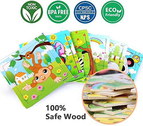 Felly Juguetes Niños 2 3 4 5 Años, Puzzles de Madera Educativos para Bebé, Juguete Montessori Puzzles Infantiles 6 Piezas Animales del Bosque, Rompecabezas Madera, Regalo de cumpleaños, Navidad