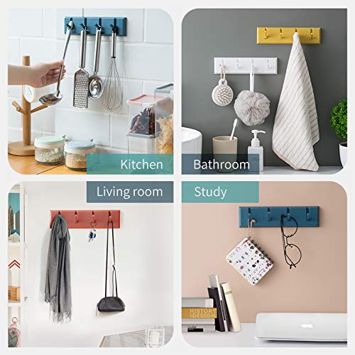 FemKey Perchero de Pared, 4 Piezas Gancho de Pared Plegable, Ganchos Adhesivos para Pared Perchero Autoadhesivo No Perforado, 4 Ganchos Seguidos