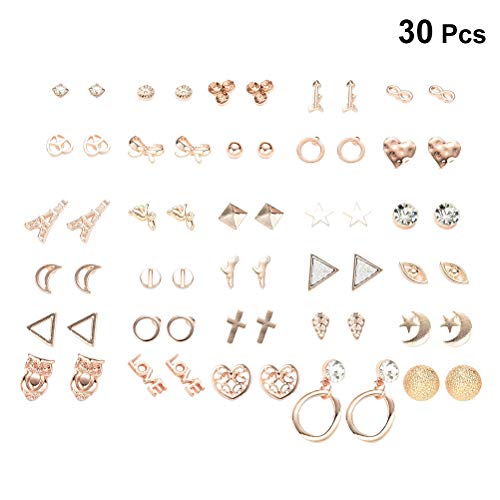FENICAL Ear Stud Pendientes pequeños y Frescos con Forma de Estrella Animal en Forma de Estrella Anillos de Orejas con 30 Pares
