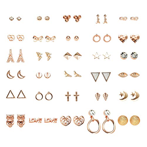 FENICAL Ear Stud Pendientes pequeños y Frescos con Forma de Estrella Animal en Forma de Estrella Anillos de Orejas con 30 Pares