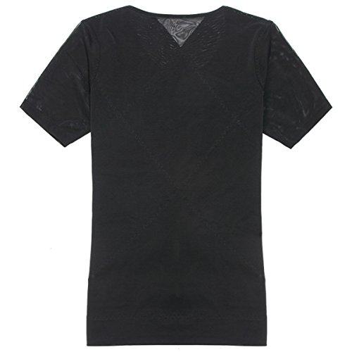 FEOYA - Camiseta para Hombre Reductora con Cremallera para Fitness Deportes Faja Abdominal Pecho Moldeadora Transpirable - Negro - XL