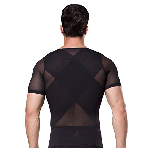 FEOYA - Camiseta para Hombre Reductora con Cremallera para Fitness Deportes Faja Abdominal Pecho Moldeadora Transpirable - Negro - XL