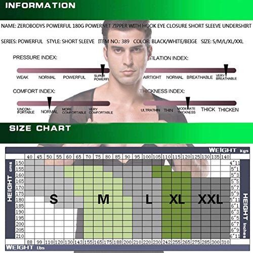 FEOYA - Camiseta para Hombre Reductora con Cremallera para Fitness Deportes Faja Abdominal Pecho Moldeadora Transpirable - Negro - XL