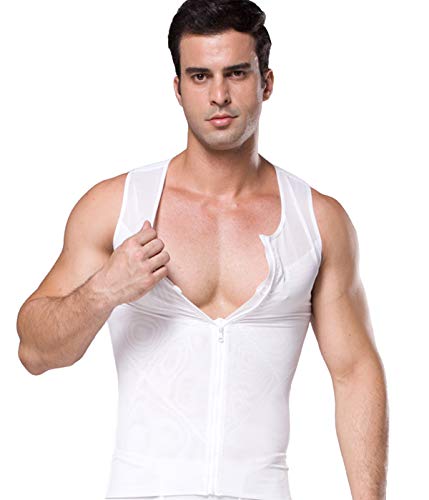 FEOYA - Camiseta sin Mangas Interior para Hombre Reductora Moldeadora Talla Grande para Verano Otoño Primavera Apto para Boda Fiesta Oficina - Blanco - XXL