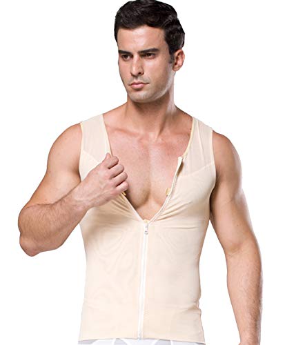 FEOYA - Chaleco Interior con Faja Abdominal Reductora para Hombre Suave Transpirable Quemagrasas Apto para Boda Fiesta Body Shaper for Man - Color de Piel - L