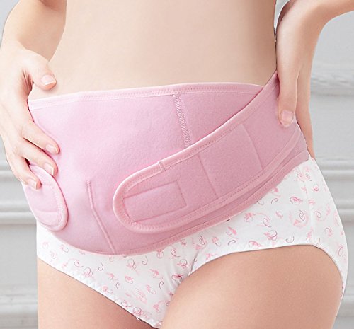 FEOYA - Faja Premamá Cinturón Banda de Maternidad del Vientre Moldeadora Transpirable Elástico Firme Apoyo Prenatal Postparto - Rosa - L