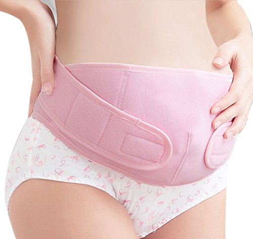 FEOYA - Faja Premamá Cinturón Banda de Maternidad del Vientre Moldeadora Transpirable Elástico Firme Apoyo Prenatal Postparto - Rosa - L