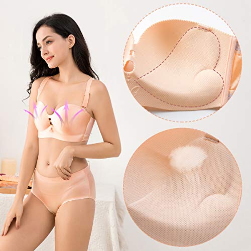 FEOYA - Sujetador Bandeau para Mujer sin Tirantes Tallas Grandes Push Up de Silicona Invisible Sostén Bra Top Transpirable Tela Suave